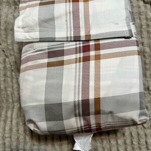 Threshold Gray and Brown Plaid King Sheet set